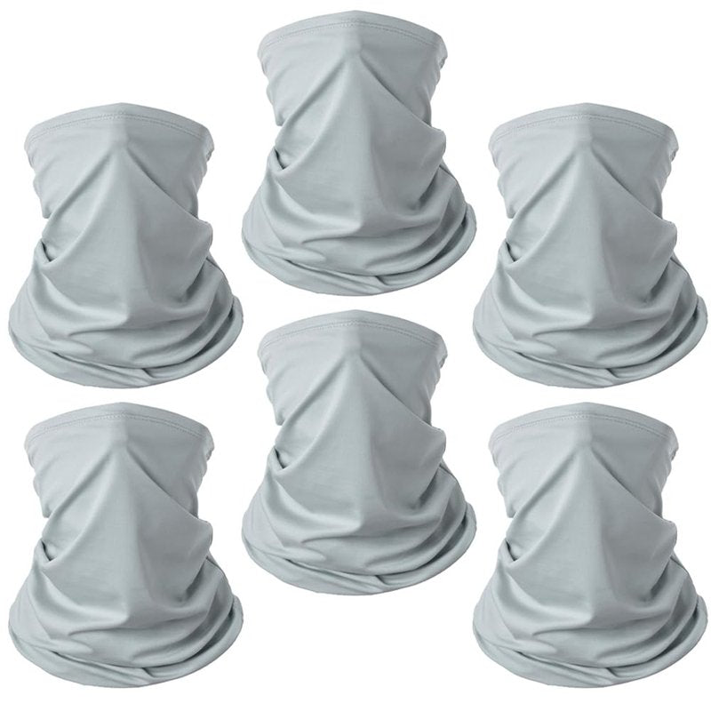 Fanjin 6 Pack Neck Gaiter Bandana Face Mask Breathable Bandana, Summer UV Protection Cooling Neck Gaiter Face Clothing Neck Gaiter (Gray), 16.5*9.8in