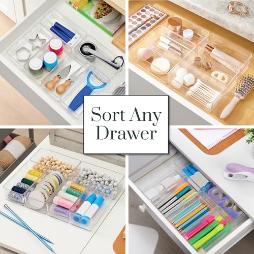 STORi SimpleSort 6-Piece Stackable Clear Drawer Organizer Set | 6" x 3" x 2" Rectangle Trays | Small Makeup Vanity Storage Bins and Office Desk Drawer Dividers | Made in USA - size: 6x3x2" (Set of 6)