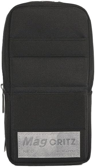 KOKUYO Pencil Case Pouch, Standing Pen Pouch Bag, Foldable Magnetic Stand up Phone Pencil Holder Organizer, Large Capacity Portable Pencil Box for School Office Supplies. (Mag Critz Neo - Black)