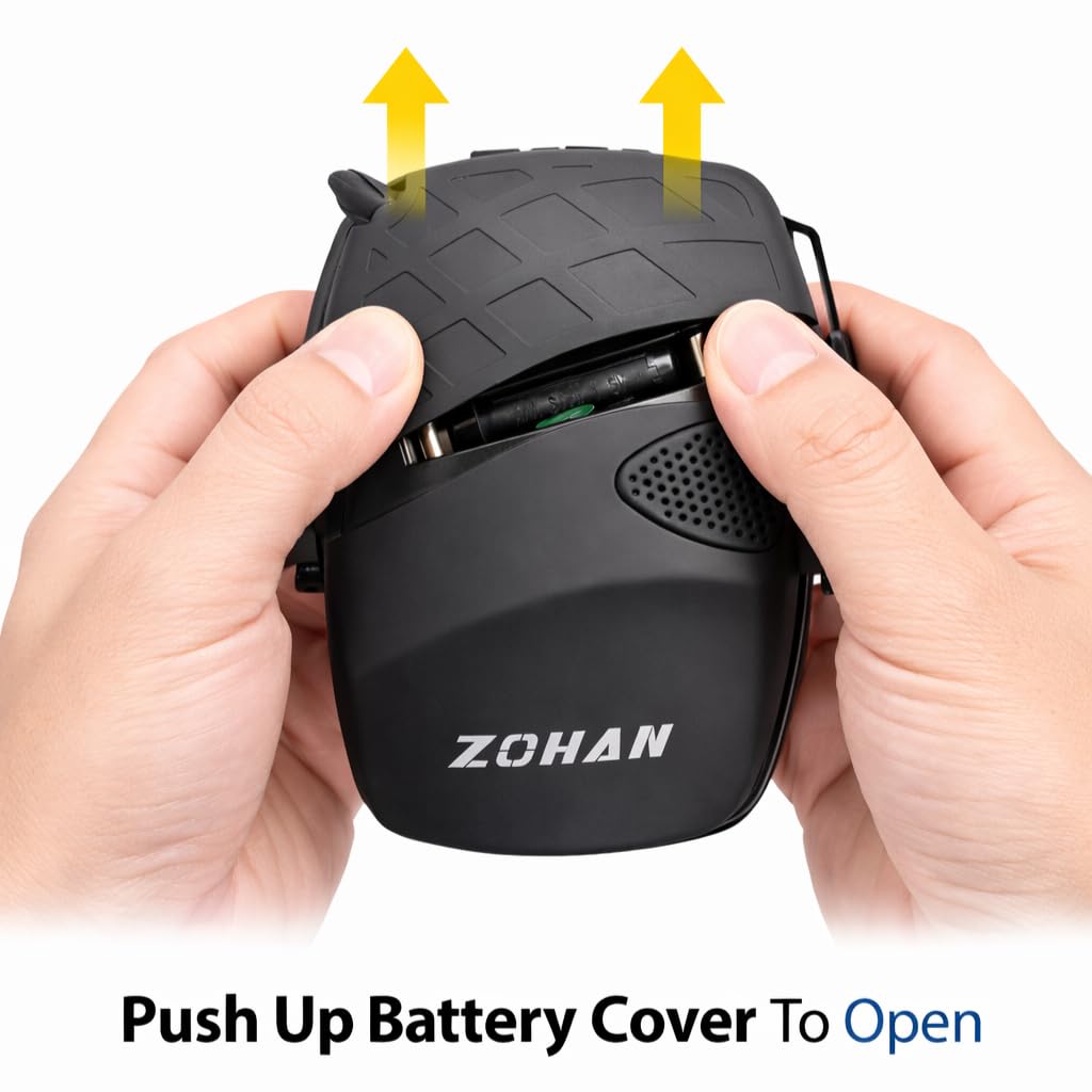 ZOHAN EM054 Electronic Ear Protection for Shooting Range with Sound Amplification Noise Reduction, Ear Muffs for Gun Range (Black)