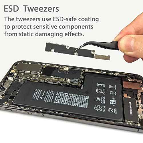 HowFixit Precision Tweezers Set for Working with Small Parts, Anti-Static, Non-Magnetic, Acid-Proof, Anti-Corrosion, and Indispensable for Repair Electronics and Soldering