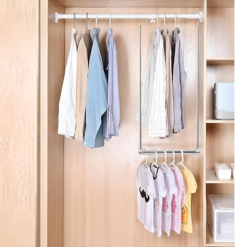 Adjustable Hanging Closet Rod, Extender Hanging Rod, Closet Hanging Organizer, Heavy Duty Closet Bar, Hanging Rod (1 Pack, Chrome) - color: Chrome, size: 1 Pack