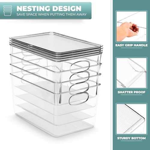 Sorbus Large Clear Plastic Bins with Lids – Stackable Organizer for Toys, Clothes, Medicine, Makeup, Art Supplies, Closet, Bathroom, and Shoes (4 Pack) - size: Large, style: 4 Pack