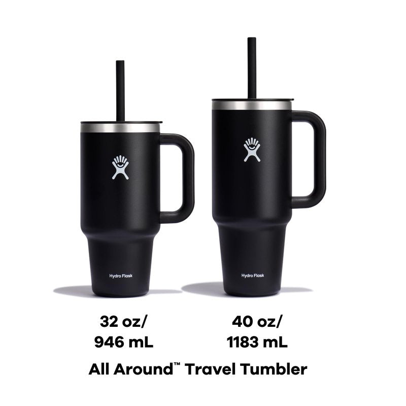 Hydro Flask Travel Tumbler with Handle, Lid and Straw - Insulated Stainless Steel in 40 Oz White