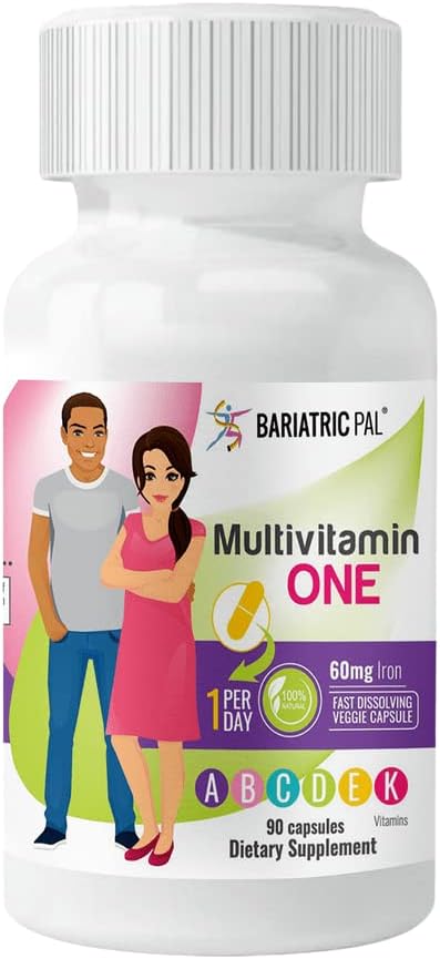 BariatricPal 90-Day Bariatric Vitamin Bundle (Multivitamin ONE 1 per Day! Capsule with 60mg Iron and Calcium Citrate Soft Chews 500mg with Probiotics - Blue Raspberry)