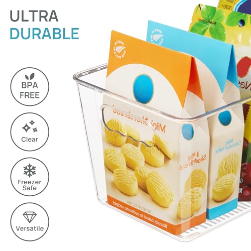Vtopmart 6 Pack Clear Storage Bins, Pantry Cabinet Organizer Bins with Handle for Pantry Organizer and Storage, Plastic Bins for Fridge, Cabinet, Kitchen, Countertops, Cupboard, Freezer, Medium - size: M(10”L x 6”W x 5”H)