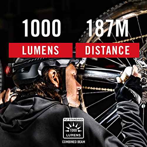 Coast RL20R 1000 Lumen Tri-Color LED Rerchargeable Headlamp with Flood and Spot Beams, Variable Light Control, Fixed Focus, Ultra-Strap, Red/Green Modes