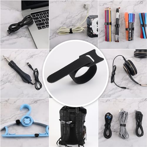 Nettbe Reusable Cable Ties, 210 PCS 6 Inches Adjustable Cord Straps Wire Organizer Cord Wrap and Hook Loop Cable Management - size: 6inches-210pcs