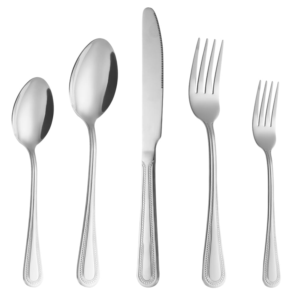 Silverware Set,40-Piece Stainless Steel Flatware Set for 8(Silver)