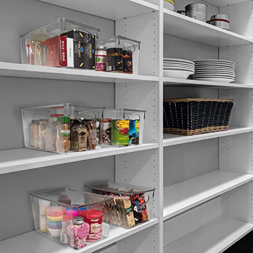 CLEARSPACE Plastic Storage Bins With lids – Perfect Kitchen Fridge Organizer, Pantry Organization, Cabinet Organizers (4 Pack) - size: 11"L x 7.5"W x 6"H