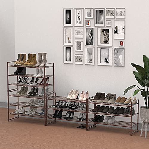 Simple Houseware 3-Tier Stackable Metal Panel Shoes Rack, Bronze - color: Bronze, style: Metal Panel