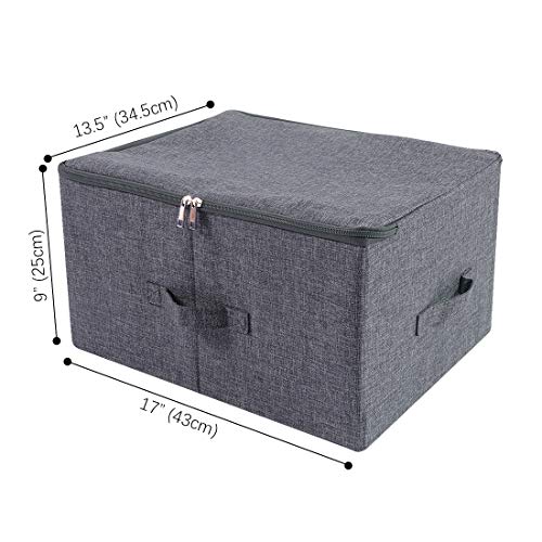 iwill CREATE PRO Pack of 2, Fabric Folding Washable Clothes Storage Boxes with Zip Lid for Wardrobe, Black Gray - color: Black Gray