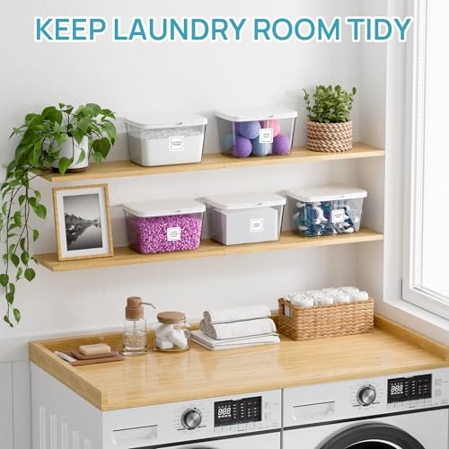 Vtopmart 4 Pack Laundry Pods Container and Dryer Sheet Holder, Detergent Powder Container with Lids &Labels & Scoop for Laundry Room Organization, Laundry Storage for Powder, Pods, Scent Booster Beads