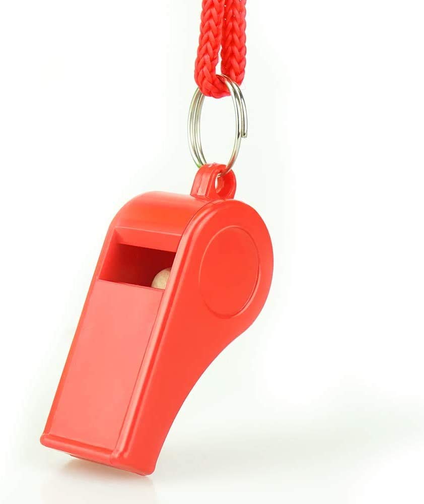 Whistle, Red Emergency Whistle with Lanyard, 2PCS Super Loud Plastic Whistles Perfect for Self-Defense, Lifeguard and Emergencies