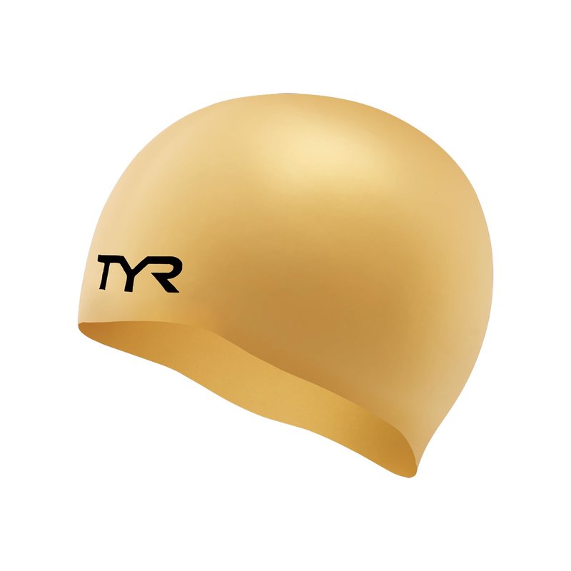 TYR Silicone Swim Cap for Men and Women – Wrinkle-Free, Durable & Tear Resistant, Low Drag Training & Competition Cap, Gold