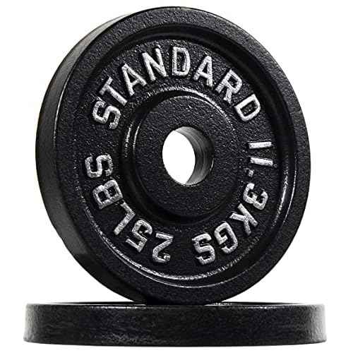 Fitvids Cast Iron Plate Weight Plate for Strength Training and Weightlifting, 2-Inch Center (Olympic), 25LB (Set of 2)