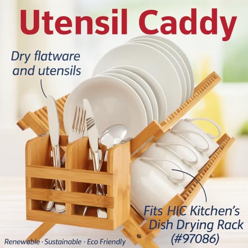 HIC Kitchen Dish Rack Caddy for Folding Dish Drying Rack (#97086), Natural Bamboo - style: Drying Rack Caddy