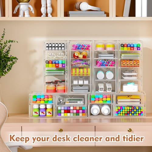 Acrylic Makeup Organizer with 13 Drawers, Bathroom Counter Organizer, Acrylic Organizers, Desk Organizer, Office Supplies, Storage Drawers for Cosmetic, Pencil, Coffee, etc 3 Pack - size: 13 Drawers