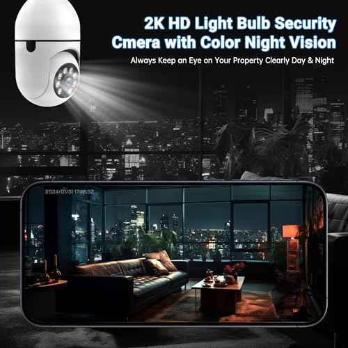 Light Bulb Security Camera -5G& 2.4GHz WiFi Camera Outdoor Wireless Motion Detection and Alarm,Two-Way Talk,Color Night Vision,Human Detection, Light Socket Camera Compatible with Alexa,2 Pack