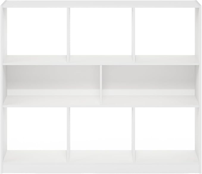 Furinno DALY Book Shelf, 8-Cube Bookshelf, Horizontal Cube Storage Organizer Bookcasde, 10.9 x 47.2 x 39.4, for Living Room, Bedroom, Home Office, White