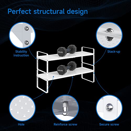 Expandable Cabinet Shelf Organizer Adjustable Metal Spice Rack Stackable Freestanding Counter Storage Shelves for Kitchen Cabinet Under Sink Office Desk (White - 1Pack - L16.5-27'' * W10.2'' * H9.6'') - color: White - 1pack - L16.5-27'' * W10.2'' * H9.6''
