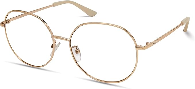 Kenneth Cole REACTION Women's KC1512-B Round Blue Light Blocking Eyewear Frames, Gold, 58mm