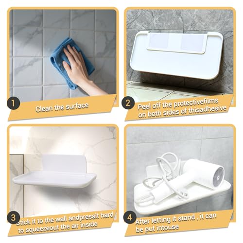 3 Pcs Small Foldable Floating Shelves for Living Room Bathroom,Bedside Shelf No Drill,Adhesive Shelves Organizer,Stick on Wall Rack Shelf Kitchen Entryway Bedroom,Bed Bedside Tray White