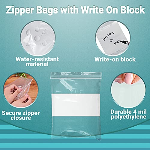 APQ Pack of 1000 White Block Zipper Bags 8 x 10. Ultra Thick Write on Block Poly Bags 8x10. Thickness 4 mil. Pills Bags. Great for Packing and Storing. Ideal for Industrial, Food Service. - size: 8" x 10" / 1000 Pack