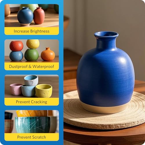 Air Dry Clay Varnish, 120ml Matte Glaze with 2 Brushes for Air Drying Clay, Clear Varnish for Craft Pottery, Oil Painting, Wood, Scratch Resistant Waterproof (120ML Matte)