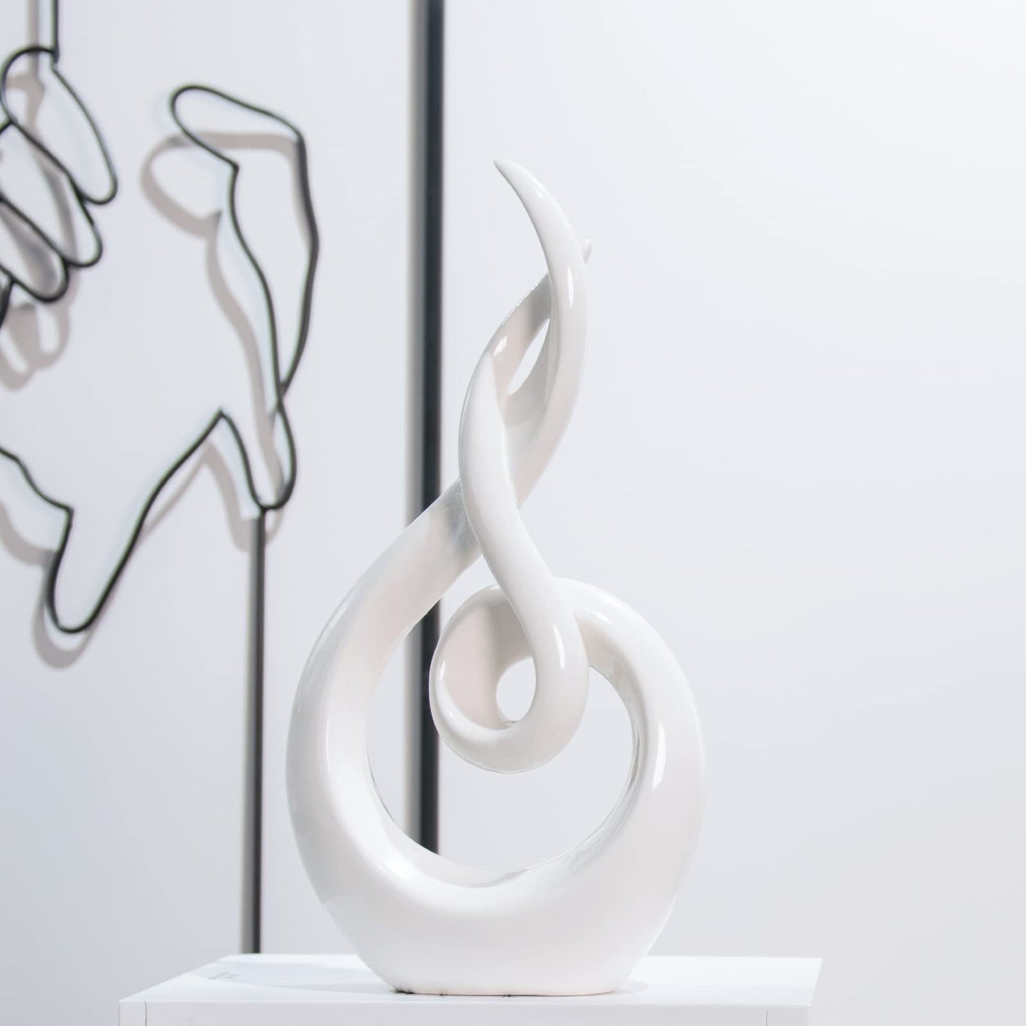 LC LCdecohome Modern Abstract Art Table Decoration - Ceramic Statue Modern White Ornaments for Living Room Great Gift Idea Home Décor 5 * 2.5 * 10.5 inch Gift Box Included
