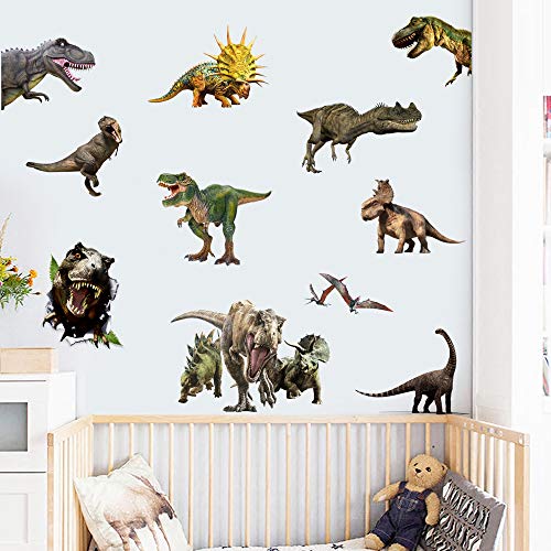 Dinosaur Wall Stickers, Peel & Stick Removable Wall Art Sticker Decals for Kids Bedroom Nursery Playroom Living Room,Multicolor