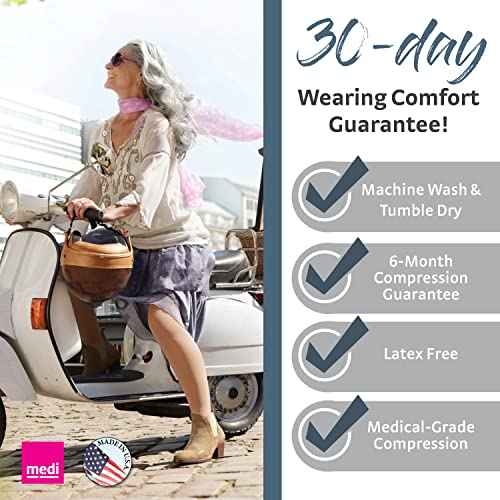 mediven Plus for Men & Women, 30-40 mmHg ? Open Toe, Knee High Compression Socks with Silicone Top Band , III-Extra-Wide-Petite, Black