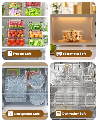 40 PCS Food Storage Containers with Lids Airtight (20 Containers & 20 Lids), 100% Leakproof Meal Prep Container Set for Kitchen Storage, BPA-free, PVC-free Reusable Plastic, Microwave/Dishwasher Safe