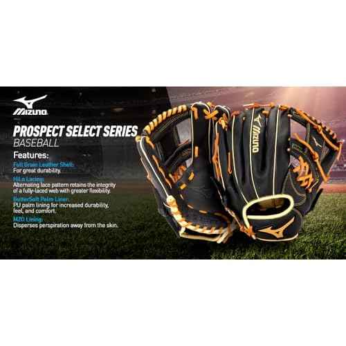 Mizuno GPSL1151 Prospect Select Series Infield/Pitcher Baseball Glove 11.5", Deep III Web, Right Hand Throw