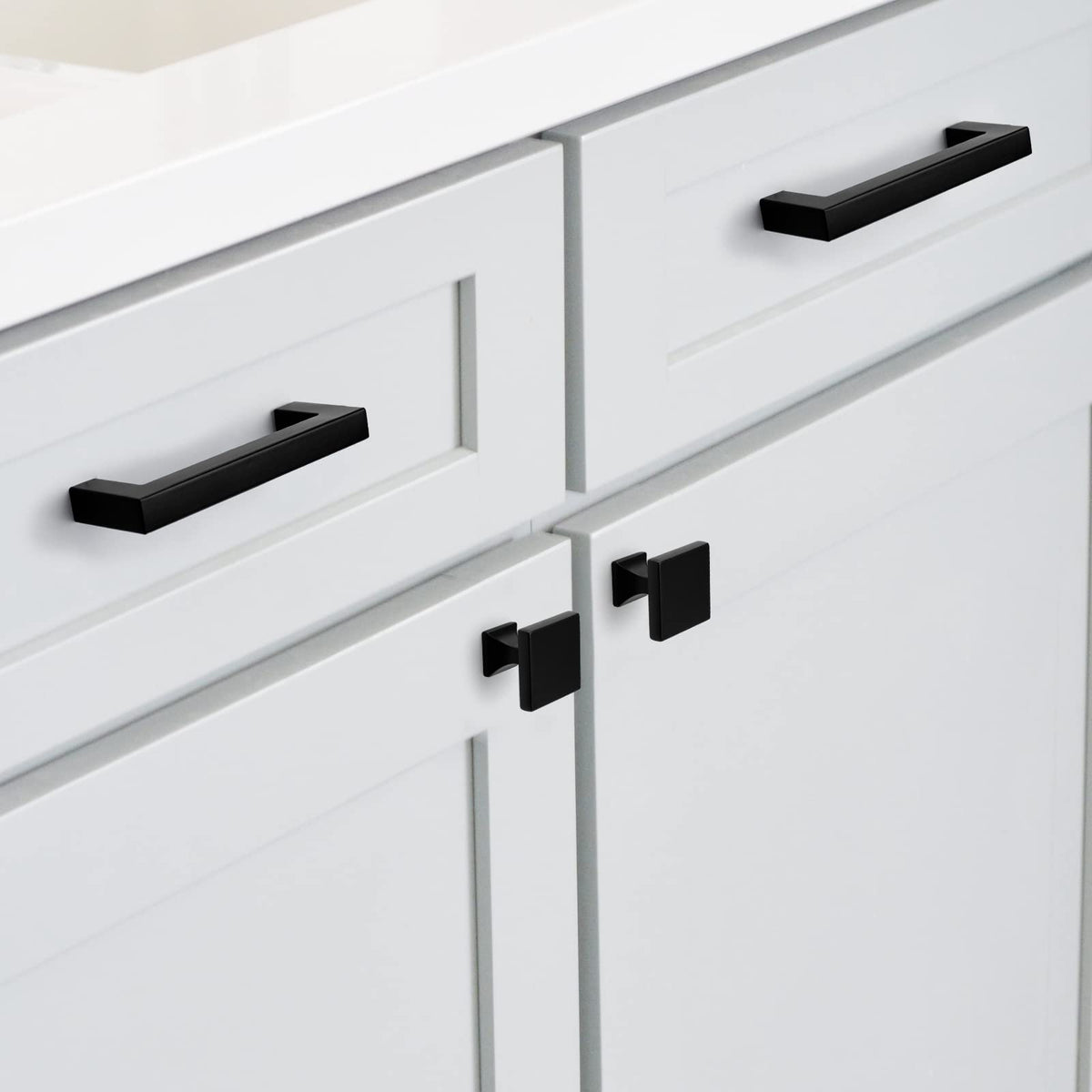 homdiy 25 Pack Black Cabinet Knobs Matte Black Square Dresser Drawer Knobs Zinc Alloy Kitchen Cabinet Hardware