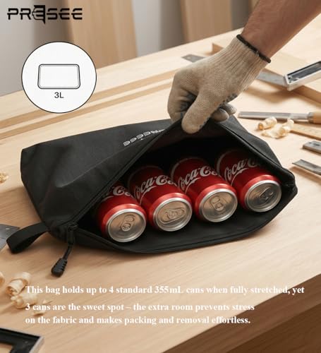 Heavy Duty Canvas Tool Pouch, Multi-Purpose Zipper Utility Bag, Durable Storage Organizer for Tools, Makeup, Cords & Travel Accessories - Black