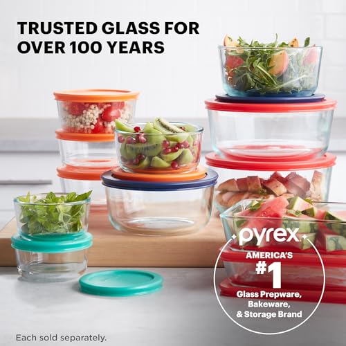 Pyrex Simply Store Glass Food Storage Container, Snug Fit Non-Toxic Plastic BPA-Free Lids, Freezer Dishwasher Microwave Safe, 4 Cup - size: 4 Cup