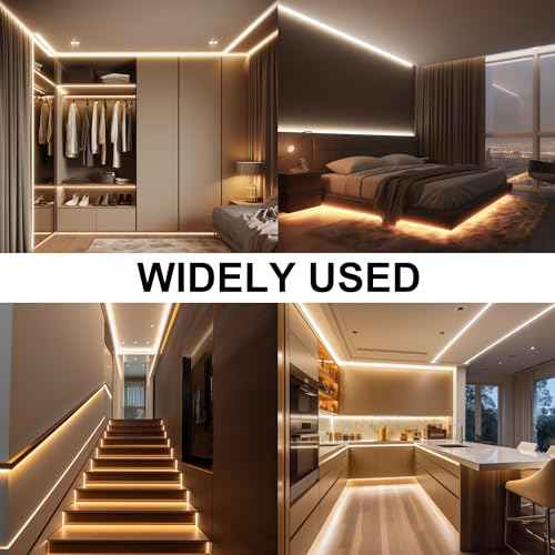65.6ft COB LED Strip Light Warm White, High Bright LED Strips with 320LEDs, RF Remote and UL Power Supply, 3000K Dimmable LED Lights for Bedroom,Kitchen, DIY Home Decoration, 2 Rolls of 32.8ft