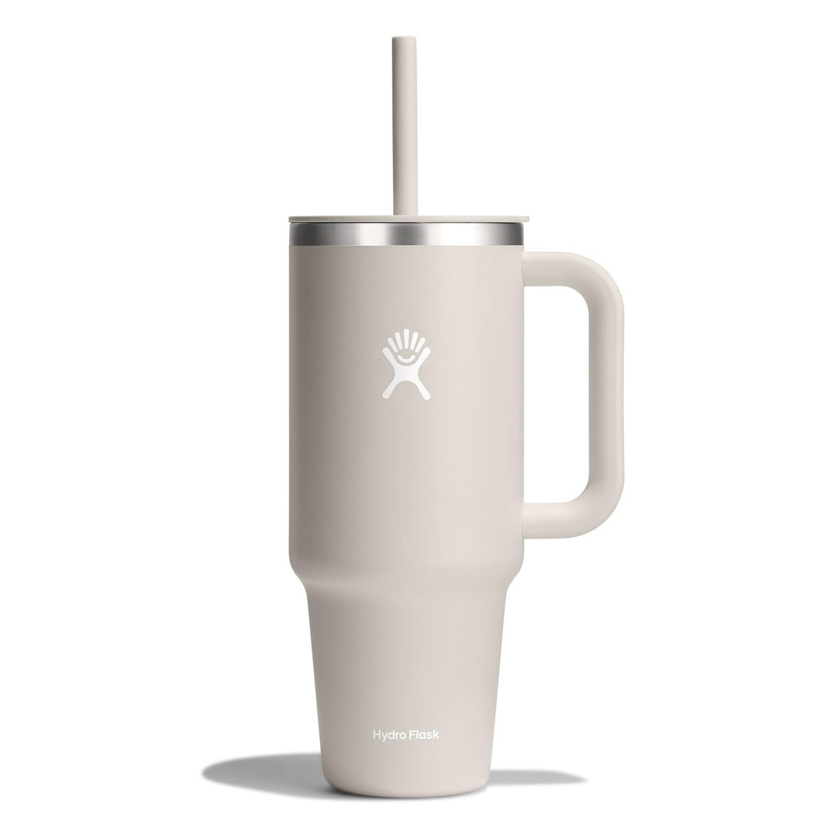 Hydro Flask 40 Oz Travel Tumbler with Handle, Lid and Straw - Insulated Stainless Steel in 40 Oz Oat Tan