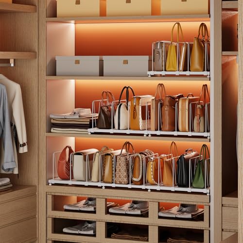 Dmevkic 11-Pack Adjustable Shelf Dividers, Expandable Purse Organizer for Closet (32–44.8"), Purse Storage Handbag Organizer for Closet Shoe Cabinet，White - size: Extended Range (32–44.8")