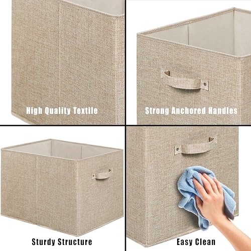Simple Houseware 15 x 13 Inch Collapsible Fabric Storage Bin with Handles, 2 Pack, Beige - color: Beige
