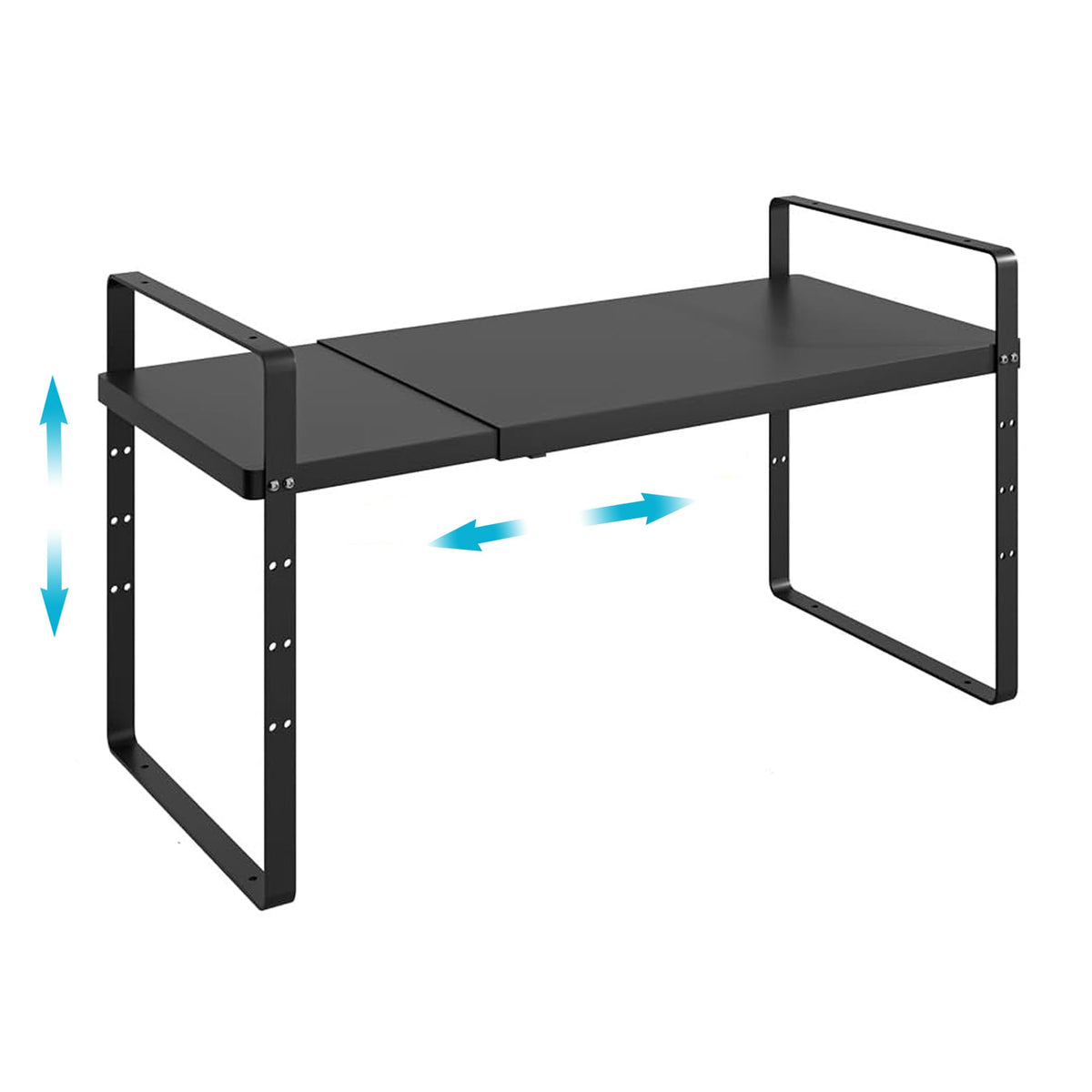 iPEGTOP Expandable Cabinet Storage Shelf Organizer Rack, 2 Pack Heavy Duty Steel Metal Spice Rack Adjustable Height Garage Pantry Shelf Space Riser for Counter Kitchen Organization, White