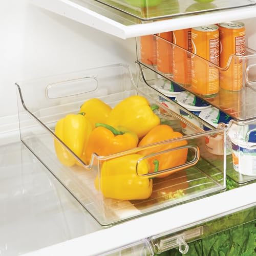 iDesign Stackable Storage Bin with Handles for Pantry or Fridge, Clear, Made in USA - size: 14 x 10 x 5, style: Pack of 1