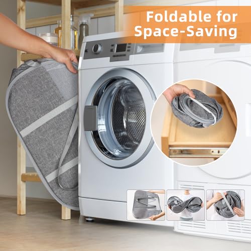 Collapsible Laundry Baskets with Easy Carry Handles, 95L Clothes Hamper for Storage, Foldable Laundry Basket Tear-proof, Large Pop Up Hampers for Laundry, Bedroom, Bathroom, Dorm Grey - style: Grey