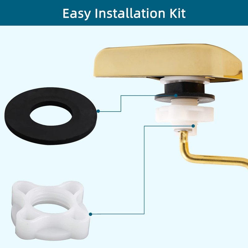 Universal Metal Side Mount Toilet Handle Replacement Kit Compatible with Kohler K-GP30324-CP/Glacier Bay Toilet with 1pc Flapper Chain, Toilet Flusher Lever, Shiny Gold