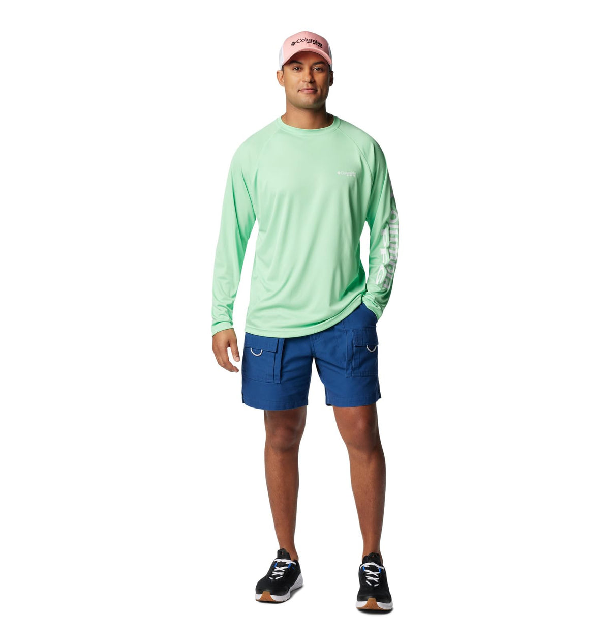 Columbia Men's Terminal Tackle Long Sleeve Fishing Shirt, Ocean Mint/White Logo, 3X Tall