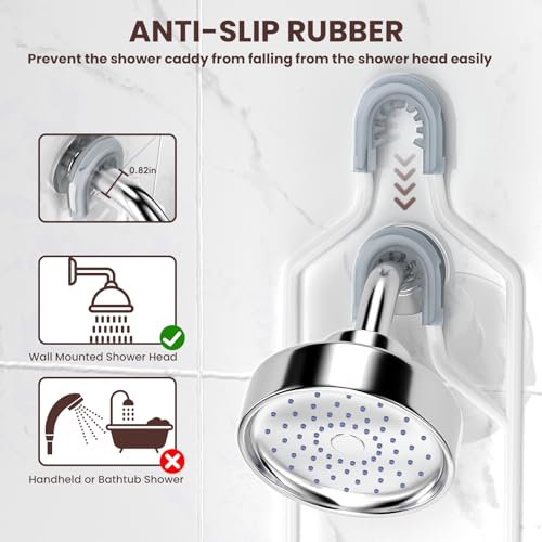 REINHARDT Shower Caddy Hanging, Rustproof Shower Caddy Anti-Swing Shower Organizer No Drilling Showers Racks with Soap Holder Multi Hooks Bathroom Storage for Shampoo Sponge, White - color: White