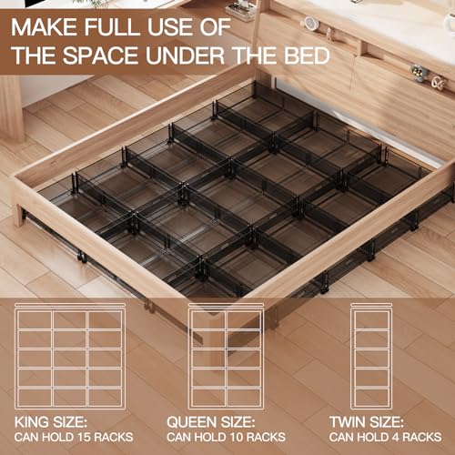 Gawerk Under Bed Storage with Wheels, Foldable Metal Mesh Underbed Storage Container Bins, Tool-free Assembly Clothes Drawer Organizer,2Pack - color: Black