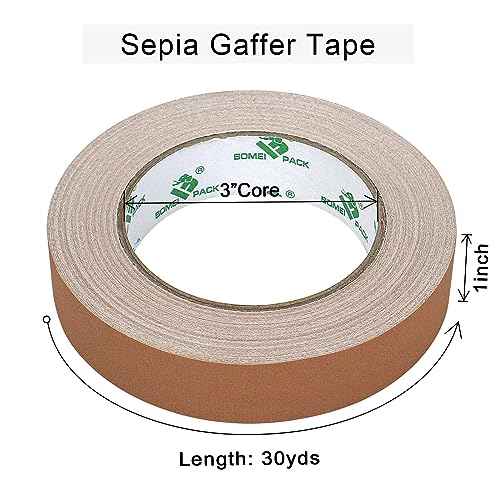 BOMEI PACK Brown Gaffer Tape, Matte Non-Reflective, 1inch x 30yds No Residue Hand Tear Self-Adhesive Gaffer Tape for Labeling, Cable, Stage, Photo Studio, Painters and Duct Repair, 1 Pack