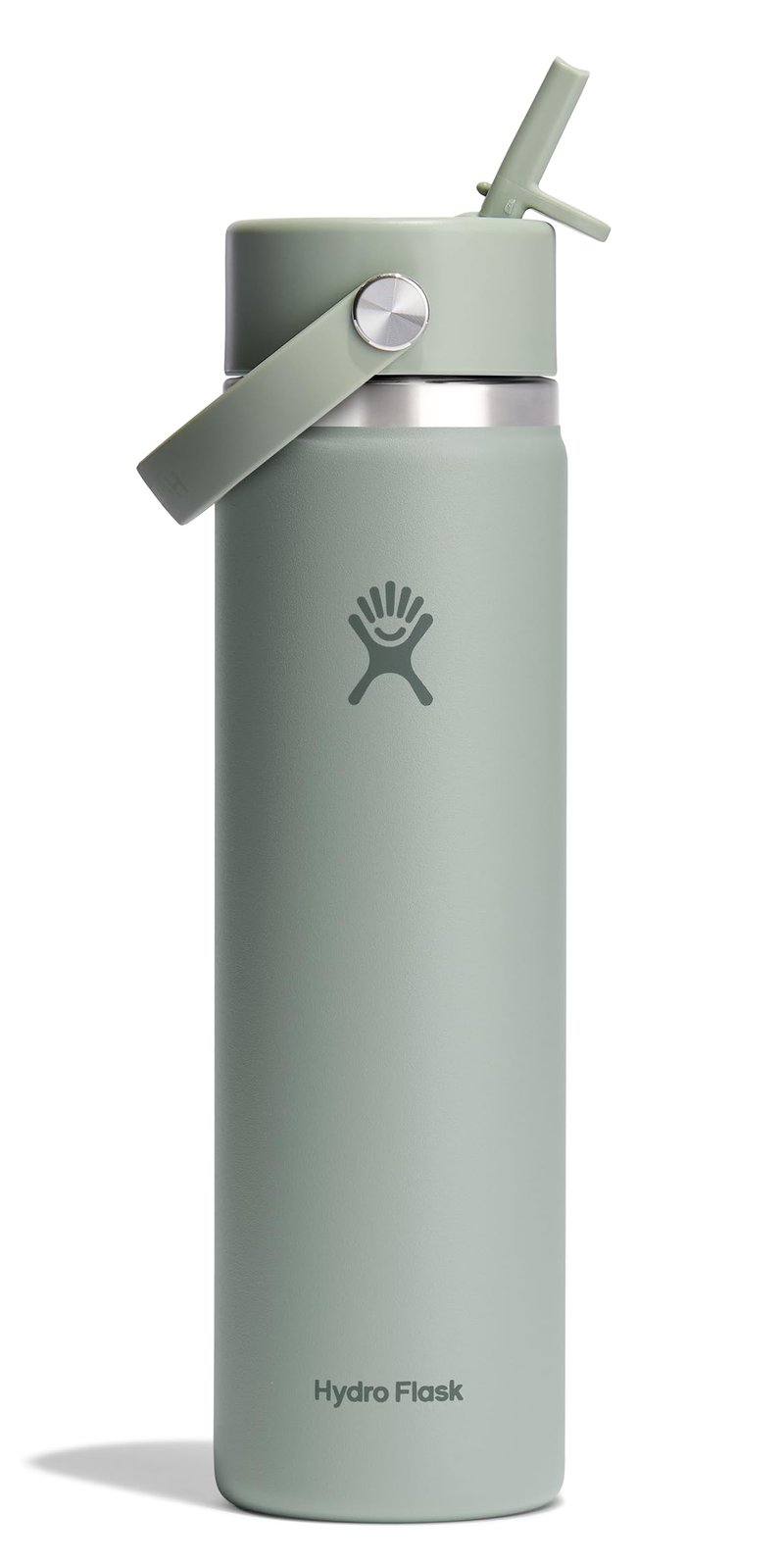 Hydro Flask Water Bottle - Insulated Stainless Steel - Wide Mouth Flex Straw Lid, Non Spill, Leakproof and Refillable in 24 Oz Tonal Agave